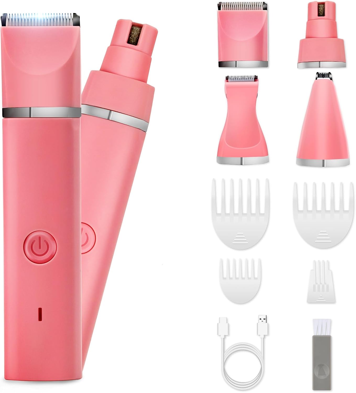 Dog Grooming Clippers Kit-Electric Rechargeable Cat Trimmer Tools-Cordless Quiet Pet Nail Paw Grinder-4 in 1 Multifunctional Low Noise Shaver-Razor for Feet Face Ears Toenail Eye